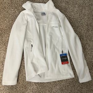 Columbia white fleece zip up jacket